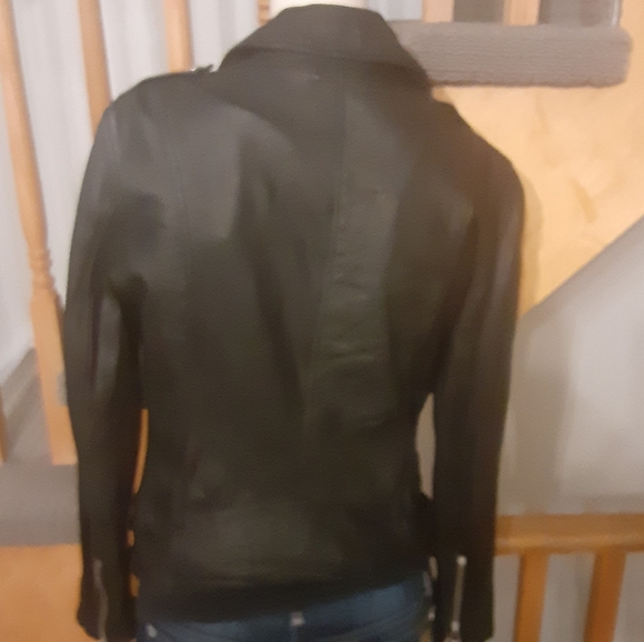 Prune Genuine Sheep Leather Black Biker Style Jacket- Women's Size Small - Picture 6 of 6